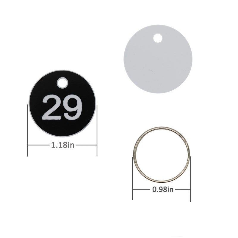 StayMax Plastic ID Number Tags Key Tags with Key Rings (50, Black) - Image 2